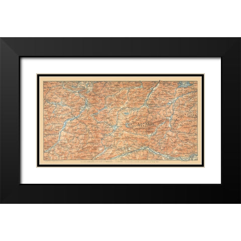 Europe Mountains South Germany Austria Black Modern Wood Framed Art Print with Double Matting by Baedeker