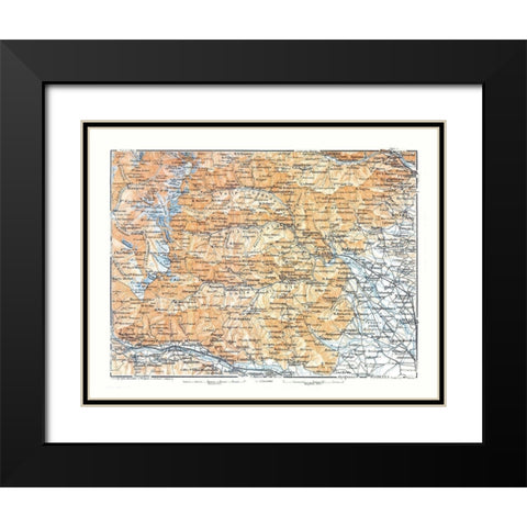 Europe Lanza Region France Italy - Bertarelli 1914 Black Modern Wood Framed Art Print with Double Matting by Bertarelli