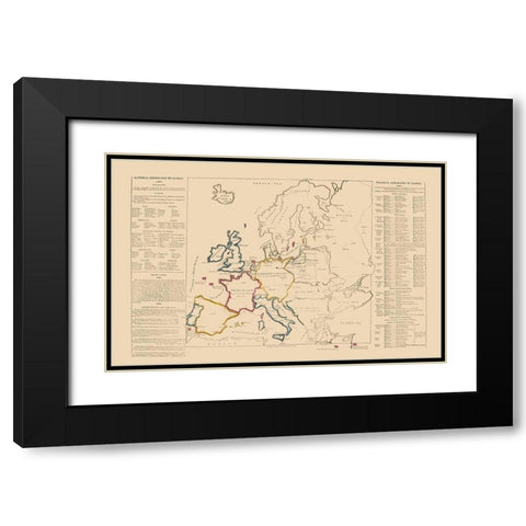 Europe - Le Sage 1801 Black Modern Wood Framed Art Print with Double Matting by Le Sage