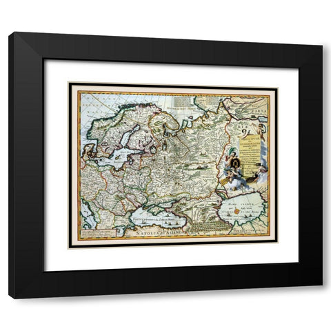 Europe Scandinavia Russia - Visscher 1681 Black Modern Wood Framed Art Print with Double Matting by Visscher