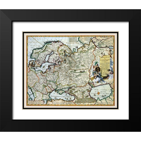Europe Scandinavia Russia - Visscher 1681 Black Modern Wood Framed Art Print with Double Matting by Visscher