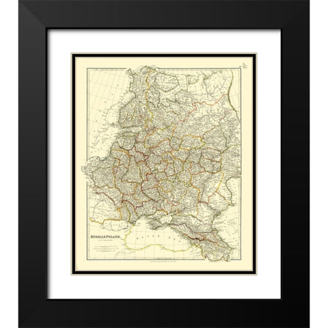 Europe Russia Poland - Arrowsmith 1832 Black Modern Wood Framed Art Print with Double Matting by Arrowsmith