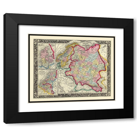Russia in Europe Sweden Norway - Mitchell 1860 Black Modern Wood Framed Art Print with Double Matting by Mitchell