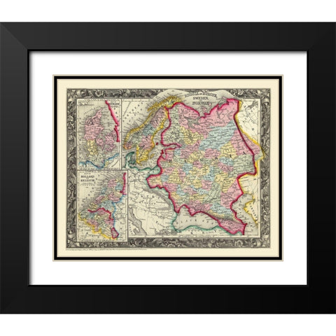 Russia in Europe Sweden Norway - Mitchell 1860 Black Modern Wood Framed Art Print with Double Matting by Mitchell