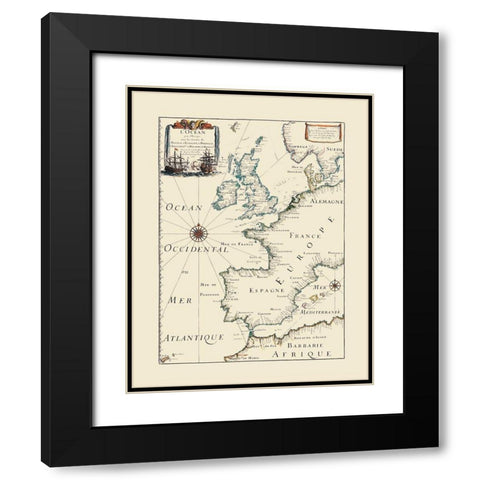 Atlantic Ocean Europe - Roy 1666 Black Modern Wood Framed Art Print with Double Matting by Roy