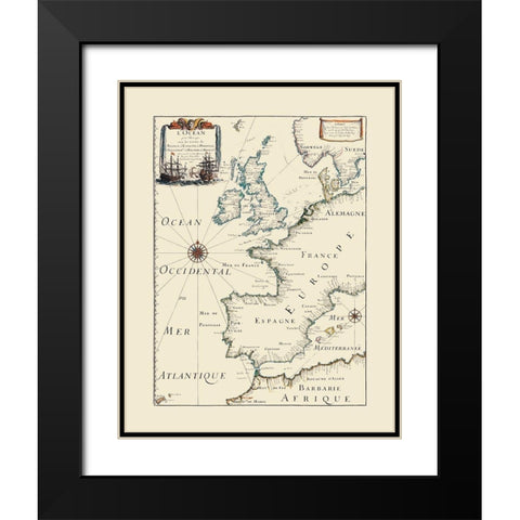 Atlantic Ocean Europe - Roy 1666 Black Modern Wood Framed Art Print with Double Matting by Roy