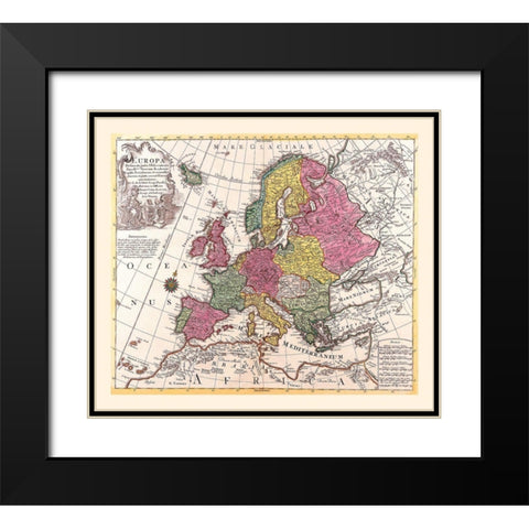 Europe - De Lisle 1787 Black Modern Wood Framed Art Print with Double Matting by De L''isle