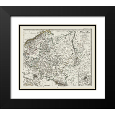 Europe Western Russian Scandinavia - Perthes 1873 Black Modern Wood Framed Art Print with Double Matting by Perthes