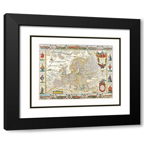 Europe - Visscher Black Modern Wood Framed Art Print with Double Matting by Visscher
