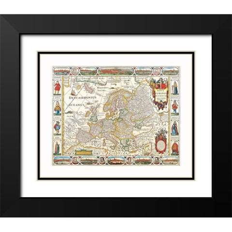 Europe - Visscher Black Modern Wood Framed Art Print with Double Matting by Visscher