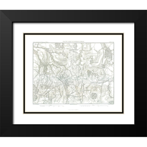 Battle of Eylau, Field Plan - Thiers 1866 Black Modern Wood Framed Art Print with Double Matting by Unknown