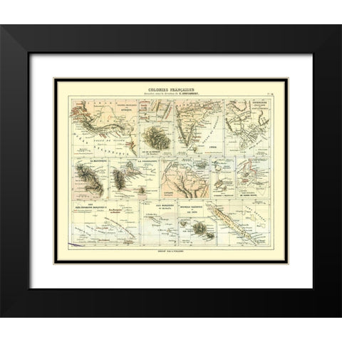 French Colonies - Cortambert 1880 Black Modern Wood Framed Art Print with Double Matting by Cortambert