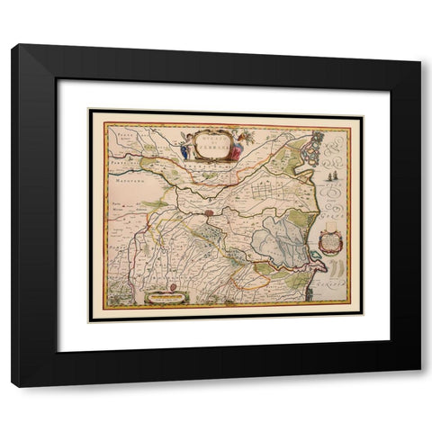 Ferrara Region Italy - Blaeu 1640 Black Modern Wood Framed Art Print with Double Matting by Blaeu