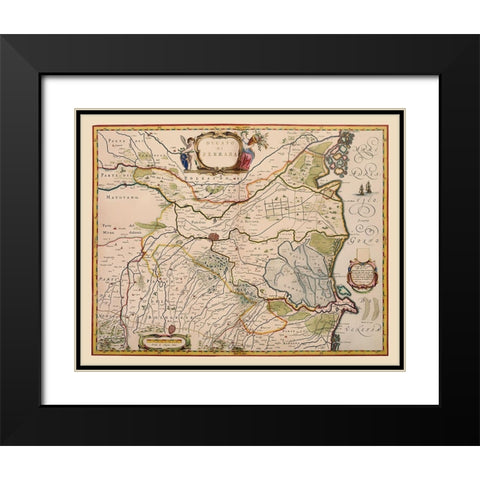 Ferrara Region Italy - Blaeu 1640 Black Modern Wood Framed Art Print with Double Matting by Blaeu