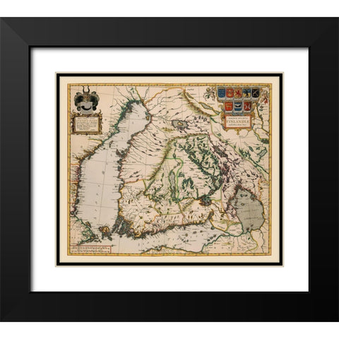Scandinavia Finland - Blaeu 1662 Black Modern Wood Framed Art Print with Double Matting by Blaeu