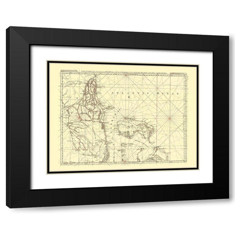 Florida Peninsula Gulf of Florida Bahamas US Black Modern Wood Framed Art Print with Double Matting by Jefferys