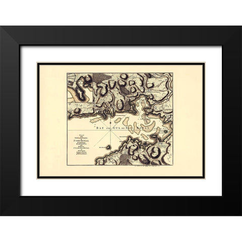 Caribbean Ft Royal with Bay of CulDeSac Martinique Black Modern Wood Framed Art Print with Double Matting by Jefferys