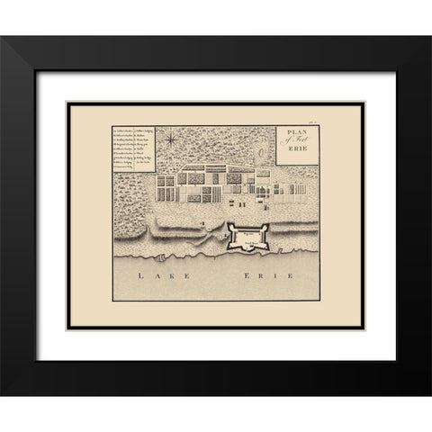 Fort Erie Ontario Canada - Collot 1796 Black Modern Wood Framed Art Print with Double Matting by Collot