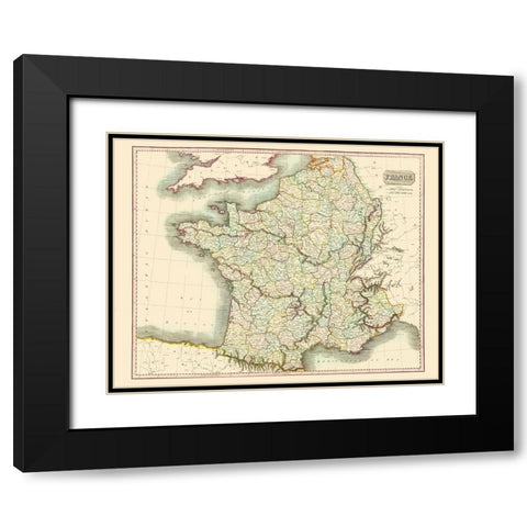 France - Thomson 1815 Black Modern Wood Framed Art Print with Double Matting by Thomson