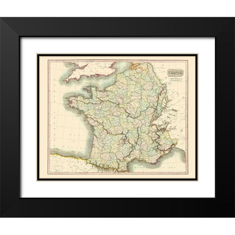 France - Thomson 1815 Black Modern Wood Framed Art Print with Double Matting by Thomson