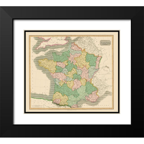France - Thomson 1814 Black Modern Wood Framed Art Print with Double Matting by Thomson