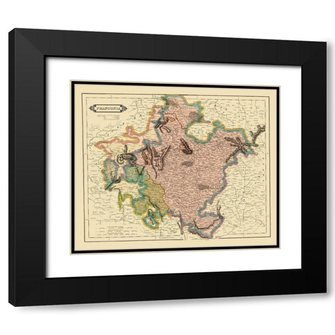 Franconia Duchy Germany - Hamilton 1831 Black Modern Wood Framed Art Print with Double Matting by Hamilton