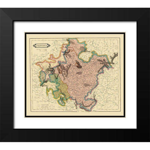 Franconia Duchy Germany - Hamilton 1831 Black Modern Wood Framed Art Print with Double Matting by Hamilton