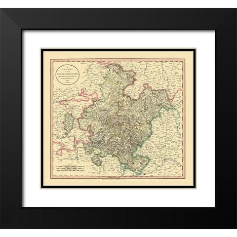 Franconia Germany - Cary 1799 Black Modern Wood Framed Art Print with Double Matting by Cary