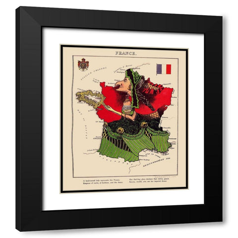 France - Lancaster 1869 Black Modern Wood Framed Art Print with Double Matting by Lancaster