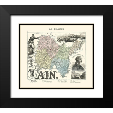 Ain Region France - Migeon 1869 Black Modern Wood Framed Art Print with Double Matting by Migeon