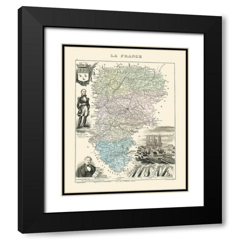 Aisne Region France - Migeon 1869 Black Modern Wood Framed Art Print with Double Matting by Migeon