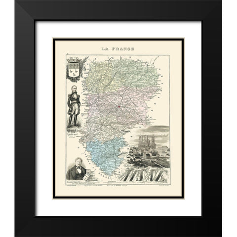 Aisne Region France - Migeon 1869 Black Modern Wood Framed Art Print with Double Matting by Migeon