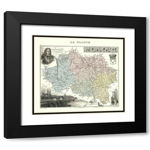 Allier Region France - Migeon 1869 Black Modern Wood Framed Art Print with Double Matting by Migeon