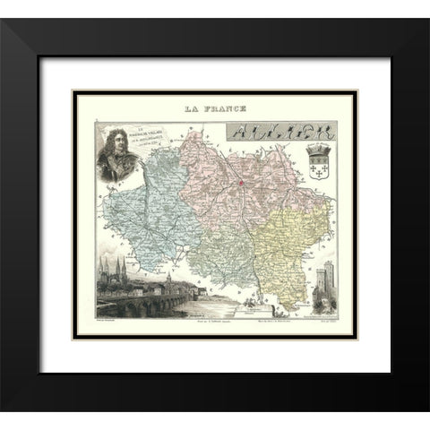 Allier Region France - Migeon 1869 Black Modern Wood Framed Art Print with Double Matting by Migeon