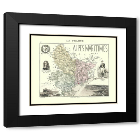 Alpes Maritimes Region France - Migeon 1869 Black Modern Wood Framed Art Print with Double Matting by Migeon