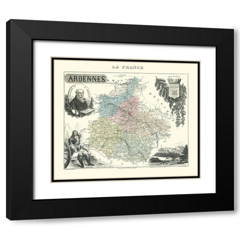 Ardennes Region France - Migeon 1869 Black Modern Wood Framed Art Print with Double Matting by Migeon