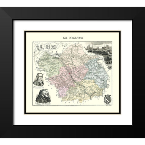 Aube Region France - Migeon 1869 Black Modern Wood Framed Art Print with Double Matting by Migeon