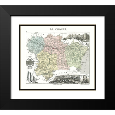 Aude Region France - Migeon 1869 Black Modern Wood Framed Art Print with Double Matting by Migeon