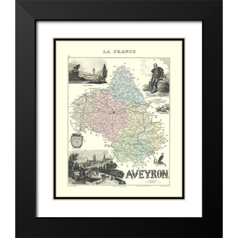Aveyron Region France - Migeon 1896 Black Modern Wood Framed Art Print with Double Matting by Migeon