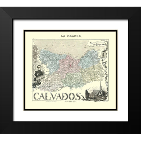 Calvados Region France - Migeon 1869 Black Modern Wood Framed Art Print with Double Matting by Migeon
