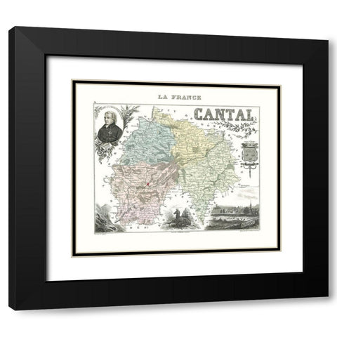 Cantal Region France - Migeon 1869 Black Modern Wood Framed Art Print with Double Matting by Migeon