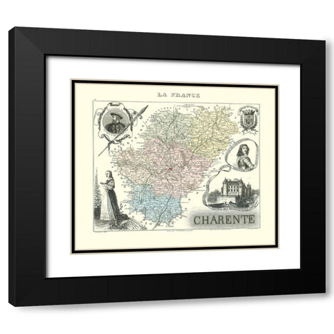 Charente Region France - Migeon 1869 Black Modern Wood Framed Art Print with Double Matting by Migeon
