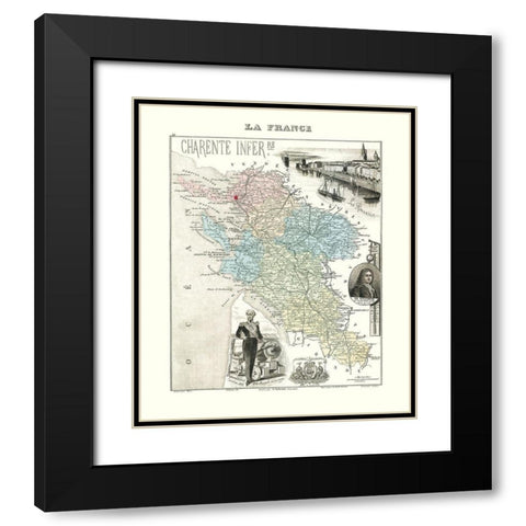 Charente Inferieure France - Migeon 1869 Black Modern Wood Framed Art Print with Double Matting by Migeon