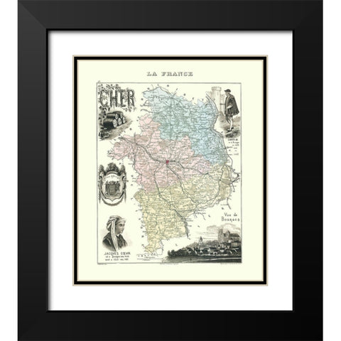 Cher Region France - Migeon 1869 Black Modern Wood Framed Art Print with Double Matting by Migeon