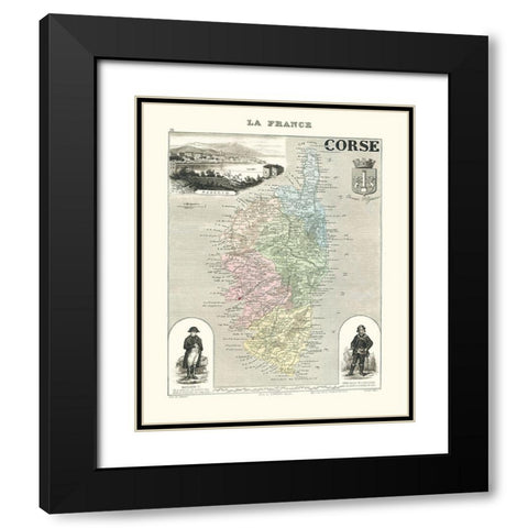 Corse Region France - Migeon 1869 Black Modern Wood Framed Art Print with Double Matting by Migeon
