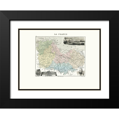 Cotes du Nord Region France - Migeon 1869 Black Modern Wood Framed Art Print with Double Matting by Migeon