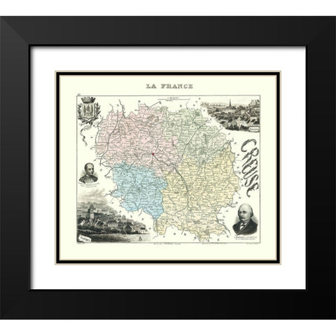 Creuse Region France - Migeon 1869 Black Modern Wood Framed Art Print with Double Matting by Migeon