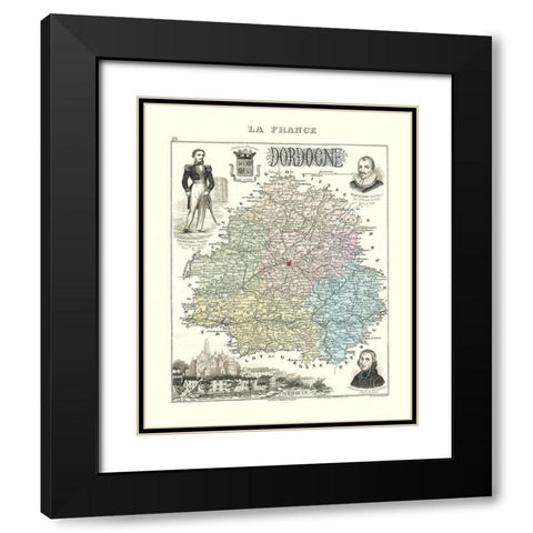 Dordogne Region France - Migeon 1869 Black Modern Wood Framed Art Print with Double Matting by Migeon