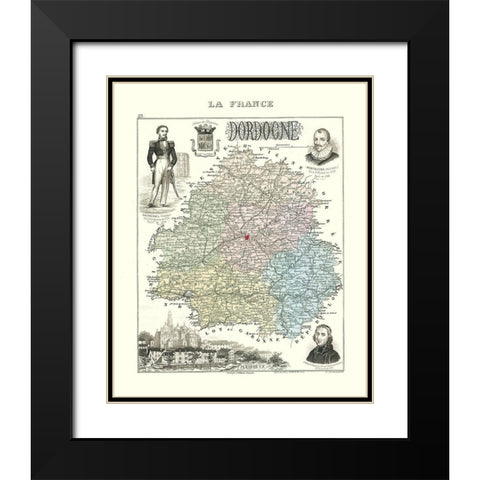 Dordogne Region France - Migeon 1869 Black Modern Wood Framed Art Print with Double Matting by Migeon