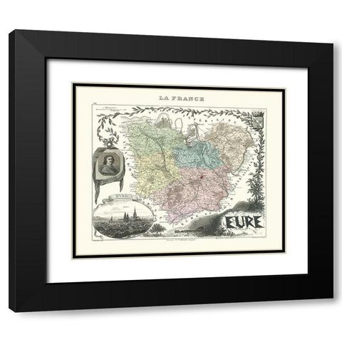 Eure Region France - Migeon 1869 Black Modern Wood Framed Art Print with Double Matting by Migeon